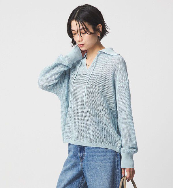 UNITED ARROWS green label relaxing「メッシュ ポロプルオーバー」|ニット・セーター|LT.BLUE