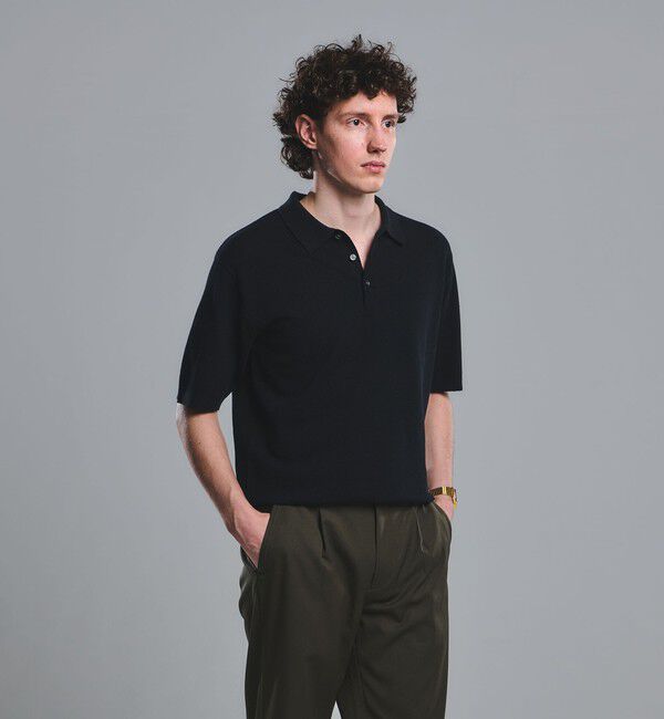 UNITED ARROWS green label relaxing「タック ピケ ニット ポロシャツ -ウォッシャブル-」|ポロシャツ|BLACK