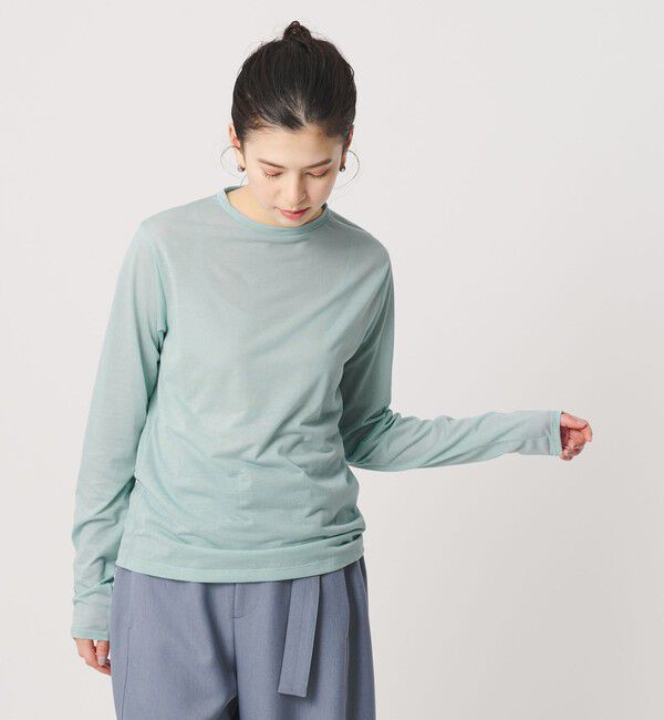 BEAUTY&YOUTH UNITED ARROWS「コットンナイロン天竺 シアー クルーネック Tシャツ」|Tシャツ・カットソー|TURQUOISE