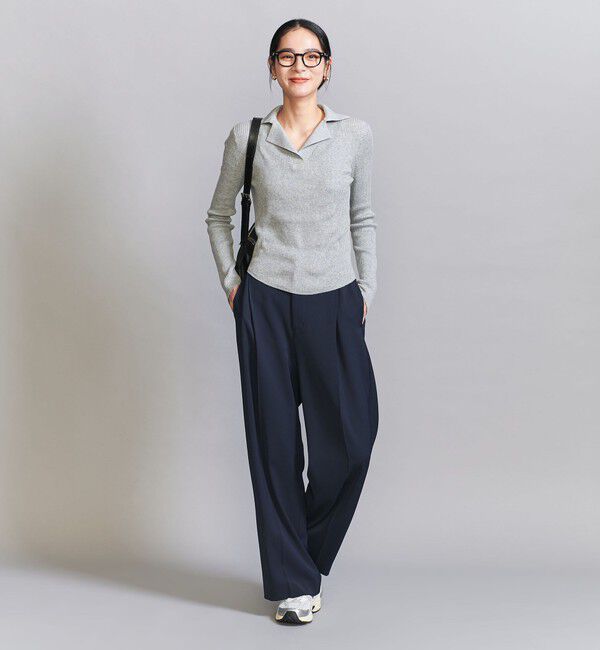 BEAUTY&YOUTH UNITED ARROWS「コットンリブ オープンカラーニット ウォッシャブル」|ニット・セーター|