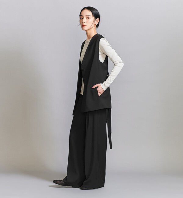 BEAUTY&YOUTH UNITED ARROWS「【WEB限定 Wardrobe DAILY MINIMAL】ダブルクロス タックワイドストレートパンツ ウォッシャブル」|スラックス|
