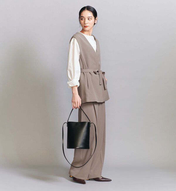 BEAUTY&YOUTH UNITED ARROWS「【WEB限定 Wardrobe DAILY MINIMAL】ダブルクロス タックワイドストレートパンツ ウォッシャブル」|スラックス|