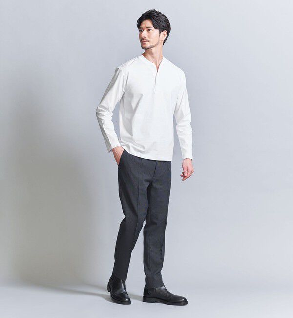 BEAUTY&YOUTH UNITED ARROWS「【WEB限定 WARDROBE SMART】クリア ガスコットン ヘンリーネック カットソー【抗菌・防臭】」|Tシャツ・カットソー|