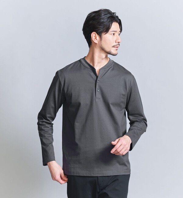 BEAUTY&YOUTH UNITED ARROWS「【WEB限定 WARDROBE SMART】クリア ガスコットン ヘンリーネック カットソー【抗菌・防臭】」|Tシャツ・カットソー|