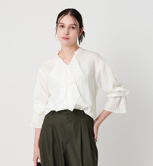 BEAUTY&YOUTH UNITED ARROWS「ラッフル スキッパーブラウス ウォッシャブル」|シャツ・ブラウス|