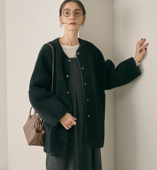 BEAUTY&YOUTH UNITED ARROWS「【WEB限定】ボア&times;フェイクムートン リバーシブルジャケット 」|その他|BLACK