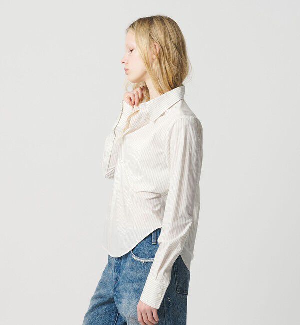 ATTISESSION「＜ATTISESSION＞コットン ストライプ スリム シャツ」|シャツ・ブラウス|