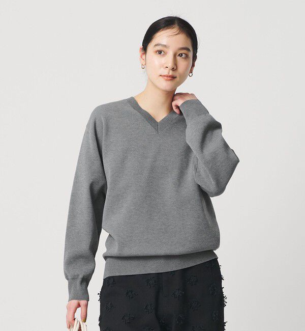 BEAUTY&YOUTH UNITED ARROWS「コットンブレンド Vネックニットプルオーバー ウォッシャブル」|ニット・セーター|DK.GRAY
