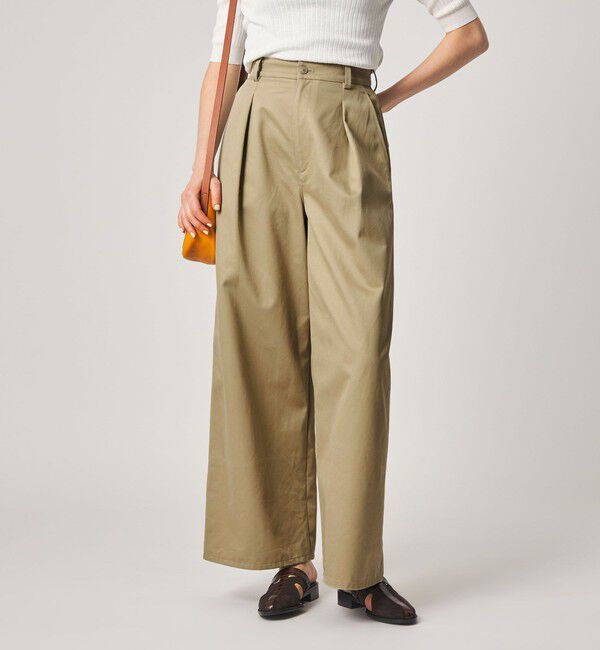 STEVEN ALAN「＜Steven Alan＞タック チノ ワイド トラウザー」|チノ|BEIGE