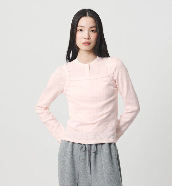 BEAUTY&YOUTH UNITED ARROWS「コットン パターンメッシュ キャミソール」|タンクトップ|PINK