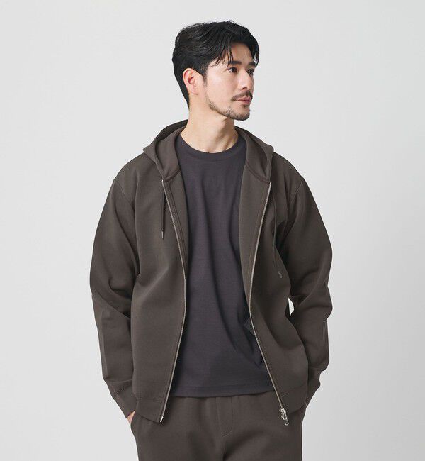 BEAUTY&YOUTH UNITED ARROWS「【WEB限定 WARDROBE SMART】ダブルニット ジップパーカー/セットアップ対応【抗菌・防臭】」|パーカー|DK.GRAY