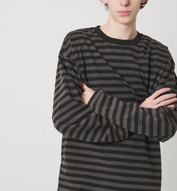 MONKEY TIME「ウォッシュド ボーダー ロングスリーブ Tシャツ」|Tシャツ・カットソー|