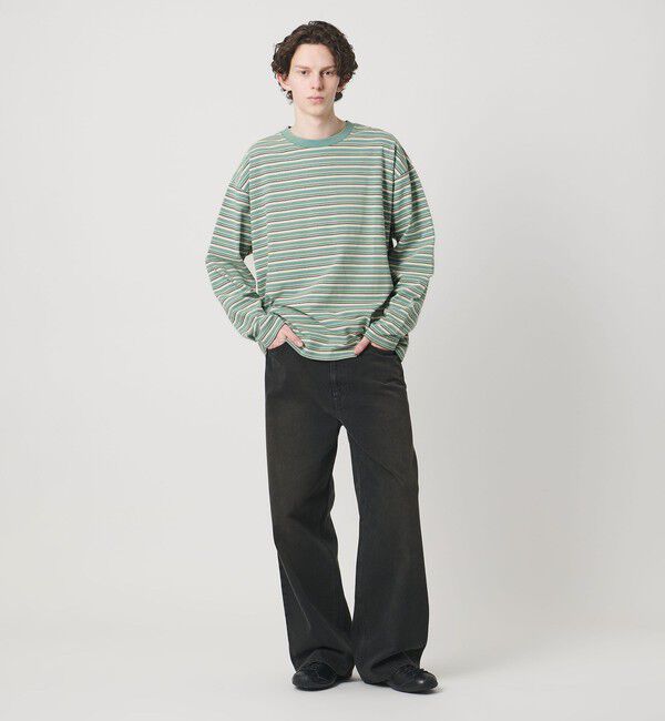 MONKEY TIME「ウォッシュド ボーダー ロングスリーブ Tシャツ」|Tシャツ・カットソー|