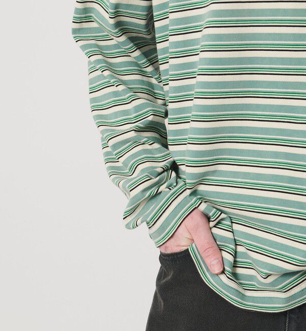 MONKEY TIME「ウォッシュド ボーダー ロングスリーブ Tシャツ」|Tシャツ・カットソー|