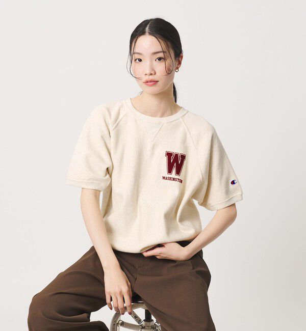 BEAUTY&YOUTH UNITED ARROWS「【別注】＜Champion＞ロゴスウェット ショートスリーブ プルオーバー」|スウェット・ジャージ|OFF WHITE