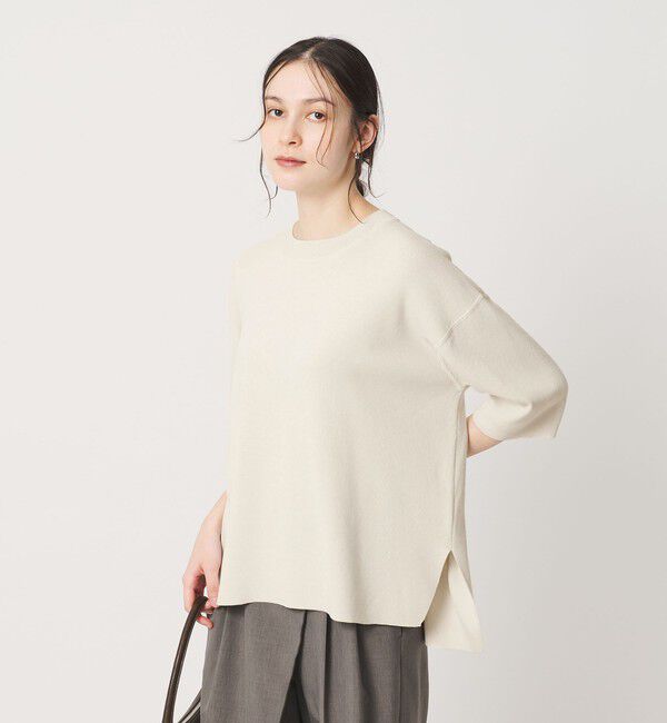 BEAUTY&YOUTH UNITED ARROWS「ハーフスリーブ ニットプルオーバー ウォッシャブル」|ニット・セーター|