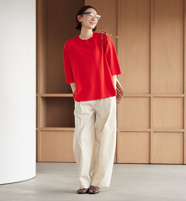 BEAUTY&YOUTH UNITED ARROWS「ハーフスリーブ ニットプルオーバー ウォッシャブル」|ニット・セーター|