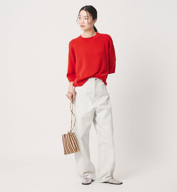 BEAUTY&YOUTH UNITED ARROWS「ハーフスリーブ ニットプルオーバー ウォッシャブル」|ニット・セーター|