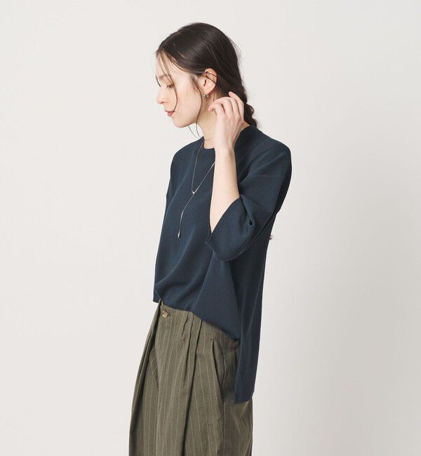 BEAUTY&YOUTH UNITED ARROWS「ハーフスリーブ ニットプルオーバー ウォッシャブル」|ニット・セーター|