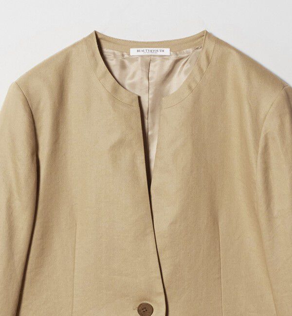BEAUTY&YOUTH UNITED ARROWS「麻ブレンド カラーレス シングル ジャケット UVカット」|ノーカラージャケット|