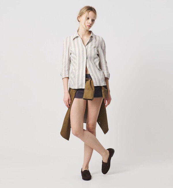 ATTISESSION「＜ATTISESSION＞コットン ギャザー 6分袖 シャツ」|シャツ・ブラウス|OFF WHITE