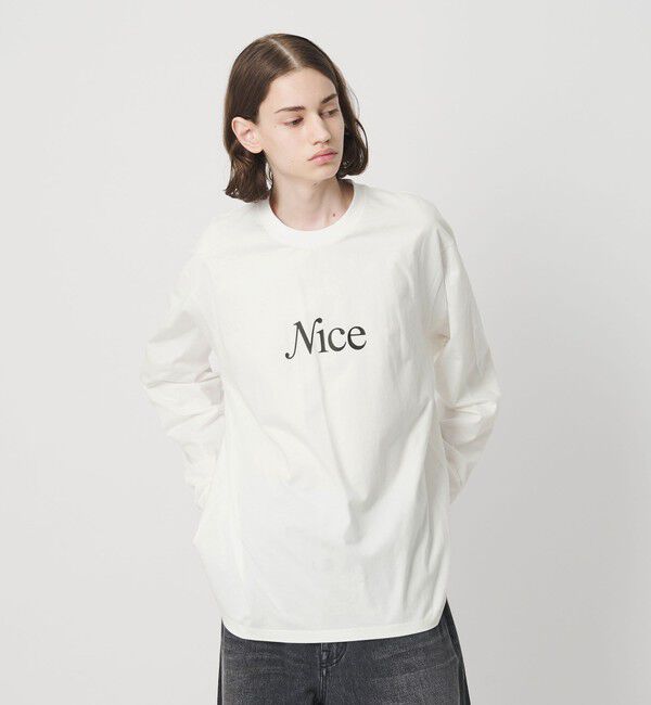 NICE WEATHER「＜NICE WEATHER＞シグネチャーロゴ ロングスリーブTシャツ」|Tシャツ・カットソー|WHITE
