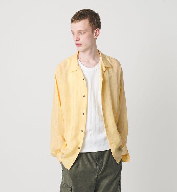 MONKEY TIME「フィブリル キュプラ ストライプ シャツ」|シャツ・ブラウス|YELLOW