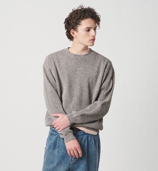 BEAUTY&YOUTH UNITED ARROWS「リネンブレンド メランジ クルーネック ニット ウォッシャブル」|ニット・セーター|MD.GRAY