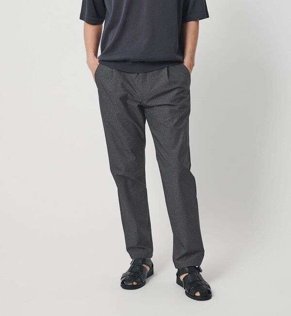 BEAUTY&YOUTH UNITED ARROWS「スラブ １プリーツ イージー テーパード パンツ NO.5 ストレッチ 撥水 UVカット 」|チノ|