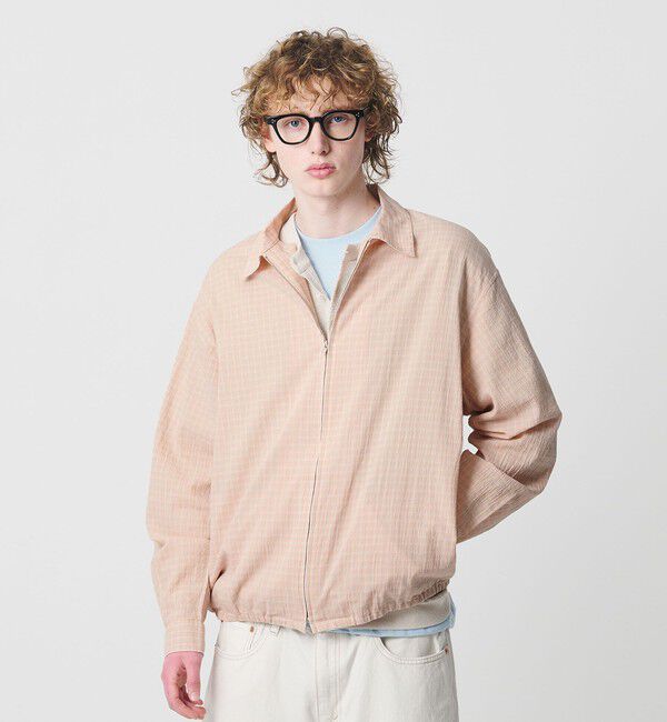 BEAUTY&YOUTH UNITED ARROWS「シャーリング チェック ジップシャツ」|シャツ・ブラウス|BEIGE