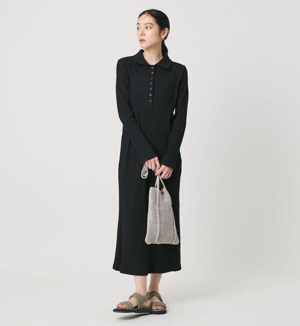 BEAUTY&YOUTH UNITED ARROWS「【WEB限定】ポロカラー リブワンピース」|ワンピース|BLACK