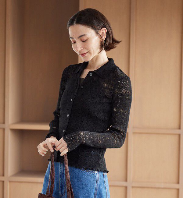BEAUTY&YOUTH UNITED ARROWS「レースプリーツ シャツカーディガン ウォッシャブル」|カーディガン|