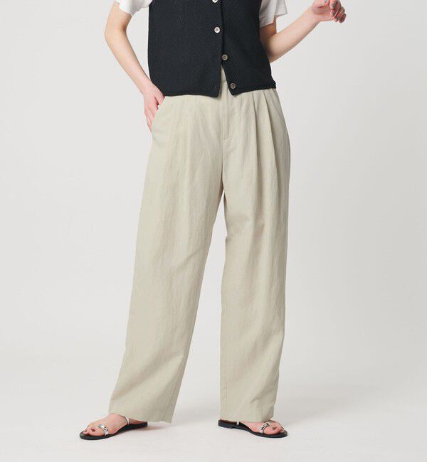 BEAUTY&YOUTH UNITED ARROWS「麻ブレンド バックゴム タック ワイドパンツ」|チノ|