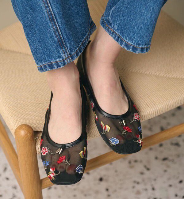 BEAUTY&YOUTH UNITED ARROWS「チュール フラワー エンブロイダリー バレエシューズ」|バレエシューズ|