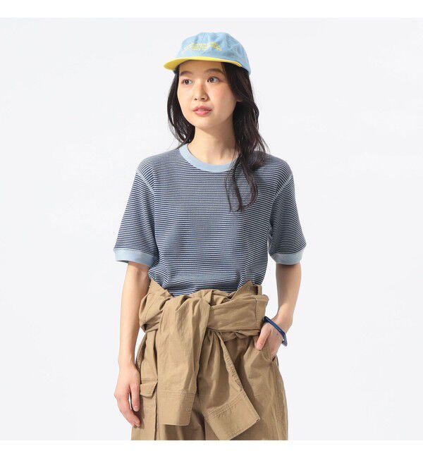 BEAMSBOY「【別注】Healthknit / ワッフル ボーダー Tシャツ」|Tシャツ・カットソー|SAX/NAVY