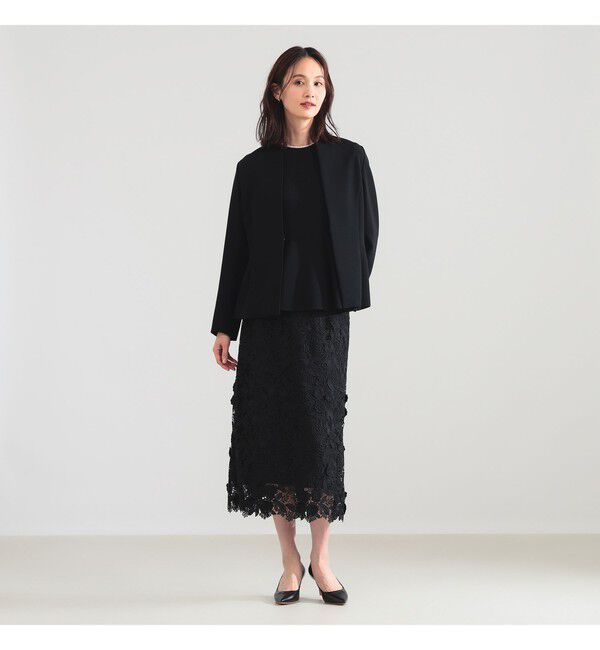 Demi-Luxe BEAMS 「トリアセ ペプラムジャケット＊」|ノーカラージャケット|