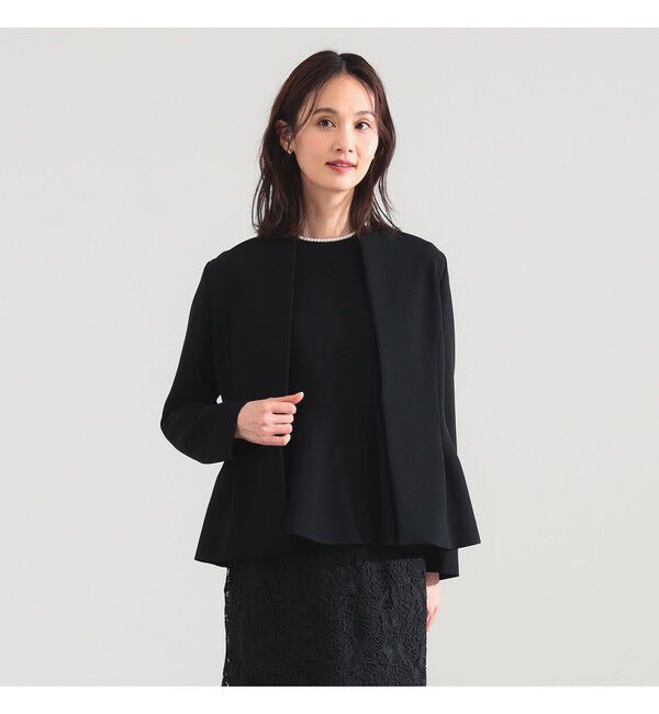 Demi-Luxe BEAMS 「トリアセ ペプラムジャケット＊」|ノーカラージャケット|
