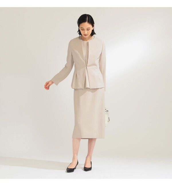 Demi-Luxe BEAMS 「トリアセ ペプラムジャケット＊」|ノーカラージャケット|