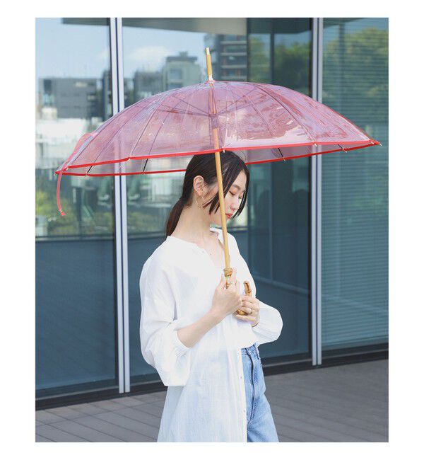 Demi-Luxe BEAMS 「Traditional Weatherwear / バンブー ビニール傘」|傘|RED
