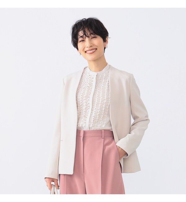 Demi-Luxe BEAMS 「トリアセ カラーレスジャケット＊」|ノーカラージャケット|