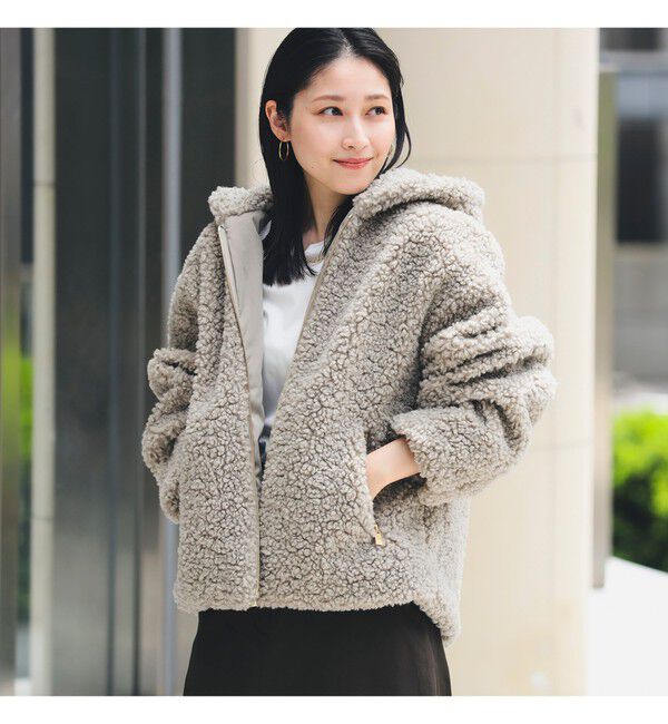 Demi-Luxe BEAMS 「【WEB限定】TATRAS / IPAMA ボア フードジャケット」|ブルゾン・スタジャン|LIGHT.GREY