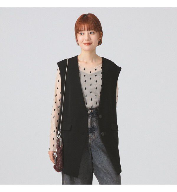 Ray BEAMS 「ノーカラー バック ギャザー ジレ」|ベスト・ジレ|