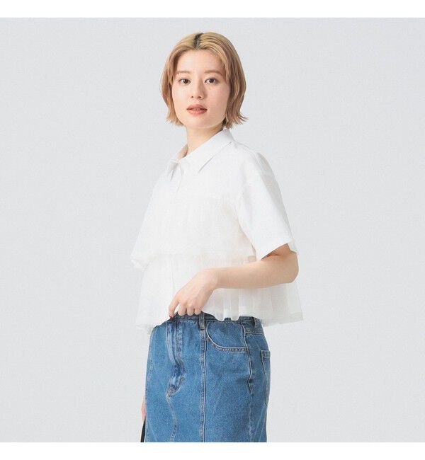 Ray BEAMS 「シアー ティアード クロップド シャツ」|シャツ・ブラウス|
