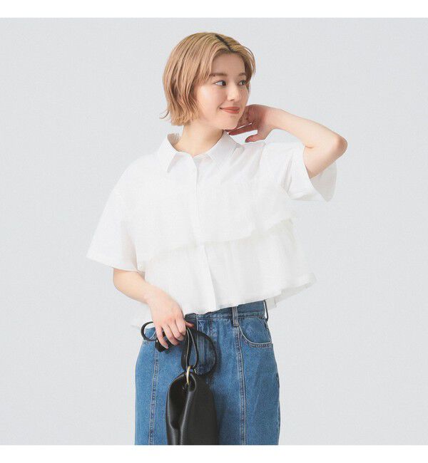 Ray BEAMS 「シアー ティアード クロップド シャツ」|シャツ・ブラウス|