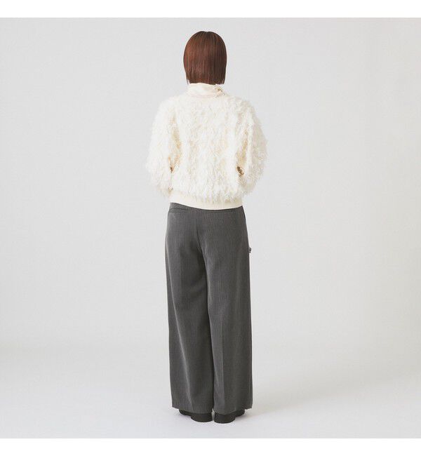 Ray BEAMS 「カット ジャカード フリンジ Vネック カーディガン」|カーディガン|