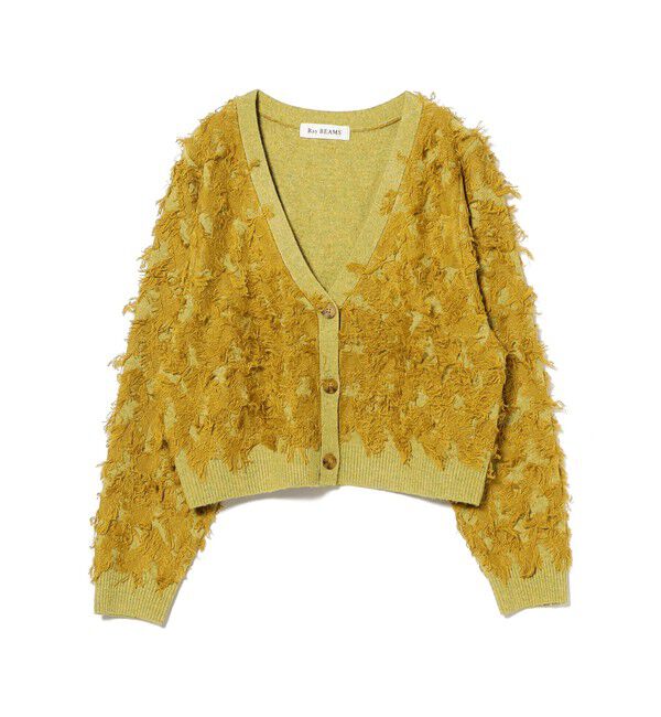 Ray BEAMS 「カット ジャカード フリンジ Vネック カーディガン」|カーディガン|