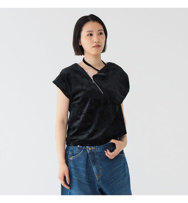BEAMSBOY「maturely / ベロア ジッパー トップ」|Tシャツ・カットソー|