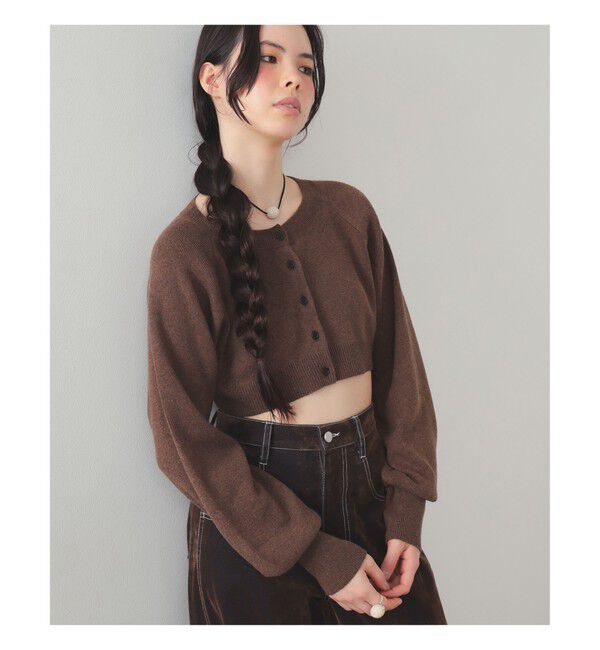 Ray BEAMS 「クロップド クルーネック カーディガン」|ニット・セーター|BROWN