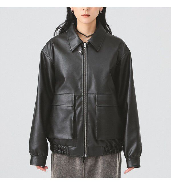 Ray BEAMS 「フェイクレザー フライト ジャケット」|ブルゾン・スタジャン|