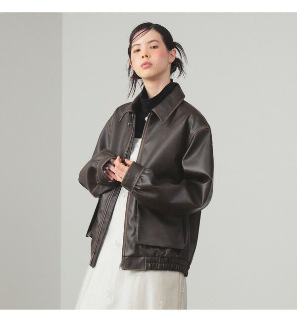 Ray BEAMS 「フェイクレザー フライト ジャケット」|ブルゾン・スタジャン|